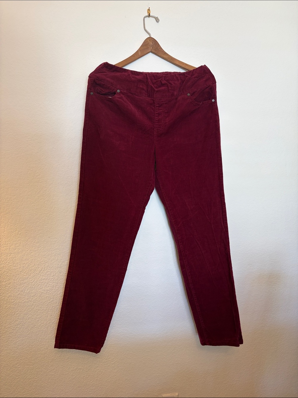 Coldwater Creek Deep Wine Stretch Corduroy Straight-Leg Pants
